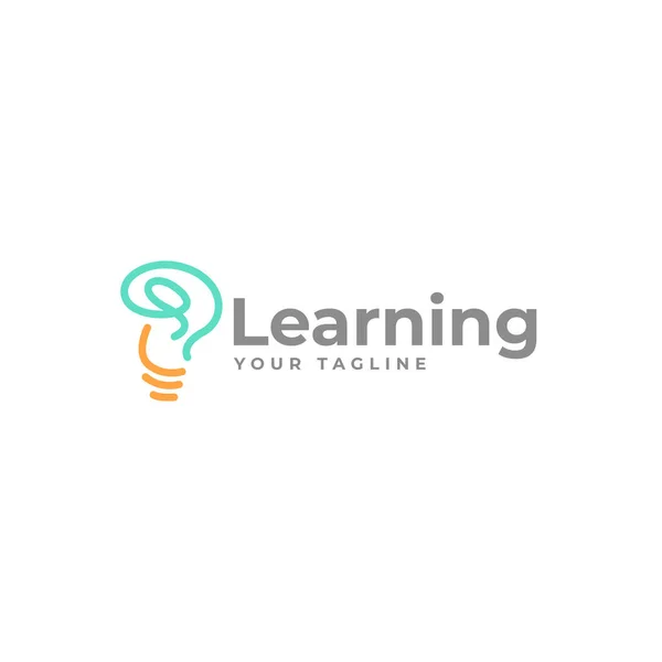 Lámpara abstracta moderna Diseño del logotipo de aprendizaje de luz — Vector de stock