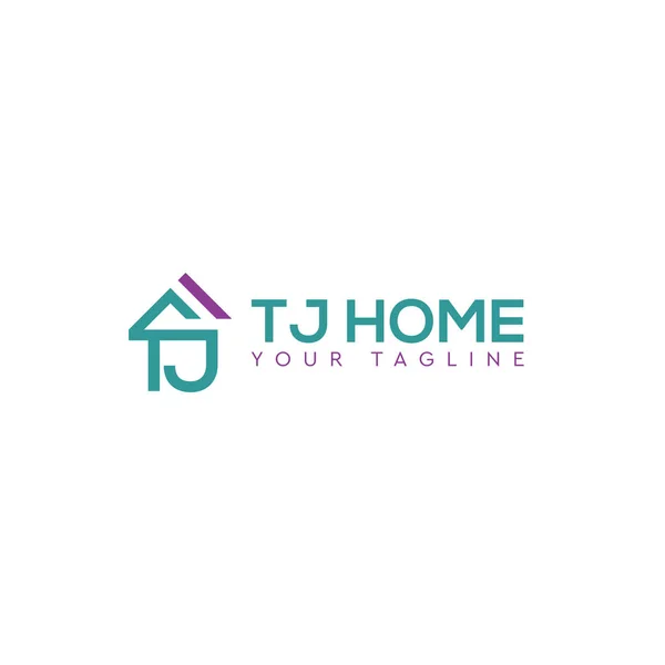 Design minimaliste plat initial TJ TJ logo à la maison — Image vectorielle