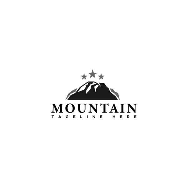Flat silhouette MOUNTAIN forest high logo design — Stockvektor