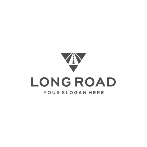 Minimalist LONG ROAD Triangle Σχεδιασμός λογότυπου διαδρομής — Διανυσματικό Αρχείο