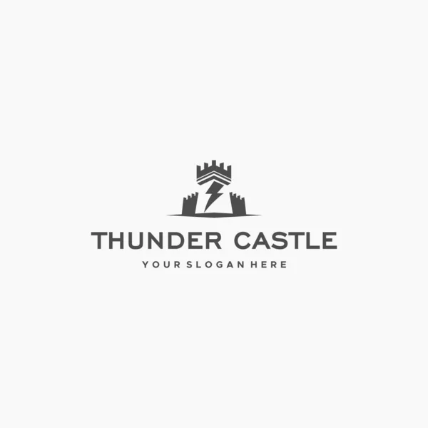 Minimalist THUNDER CASTLE Lightning Logo design —  Vetores de Stock