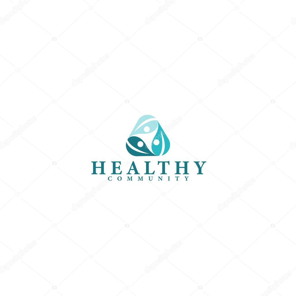 Modern colorful HEALTHY COMMUNITY care logo design