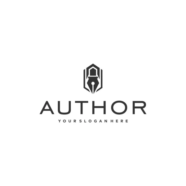 Flat AUTHOR Silhouette Pen black Ink logo design — стоковый вектор