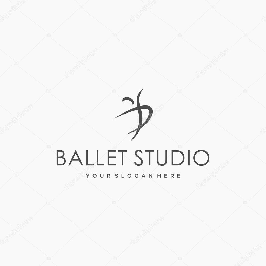 Flat Letter Mark Initial BALLET STUDIO logo design
