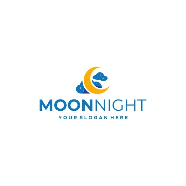Σύγχρονη πολύχρωμο φεγγάρι νύχτα ουρανό σύννεφο σχεδιασμός λογότυπο — Διανυσματικό Αρχείο