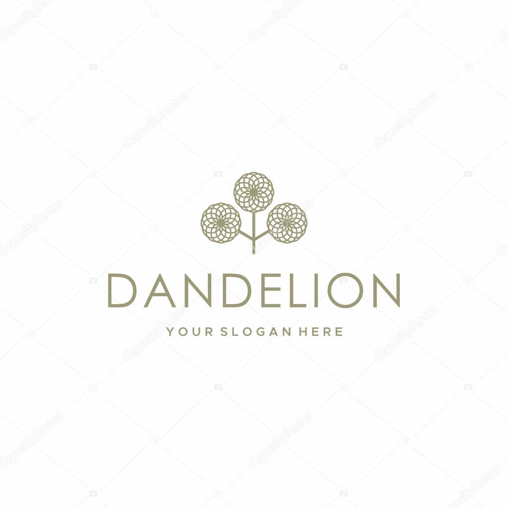 Minimalist DANDELION Tree Garden Plant Logo design