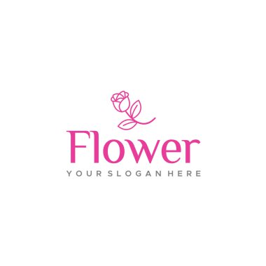 Modern tasarım FLOWER gül rengi pembe logo tasarımı 