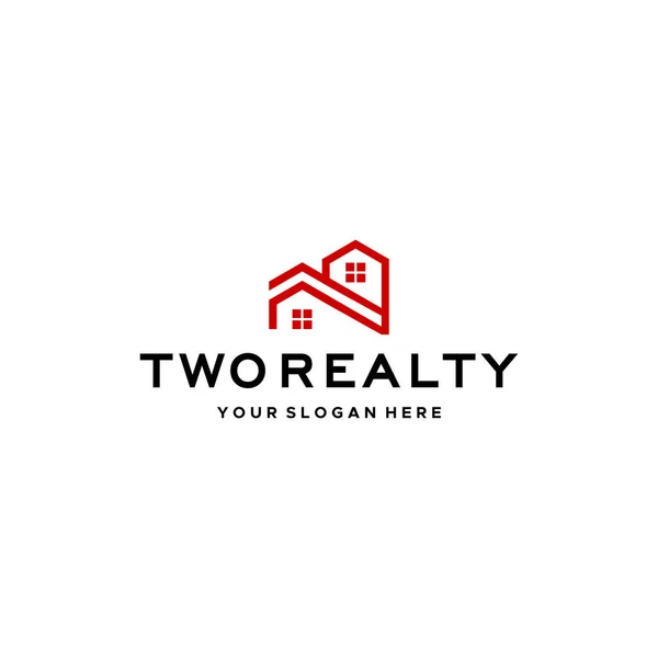 Modern design TWO REALITY ház home logo design — Stock Vector