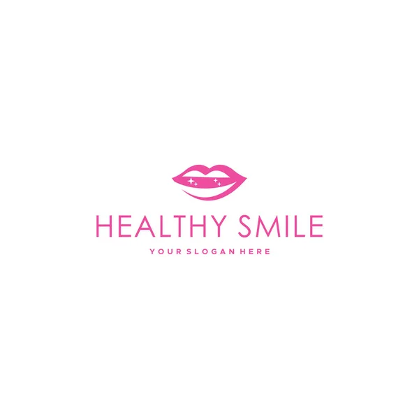 Diseño moderno HEALTHY SMILE beauty lip logo design — Archivo Imágenes Vectoriales