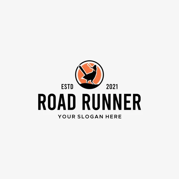 Modern flat colorful ROAD RUNNER speed logo design — Vetor de Stock