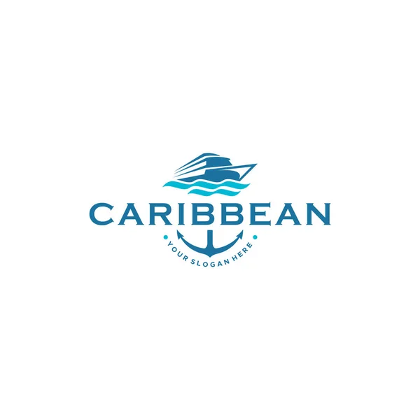 Modern design CARIBBEAN water boat logo design — Vetor de Stock