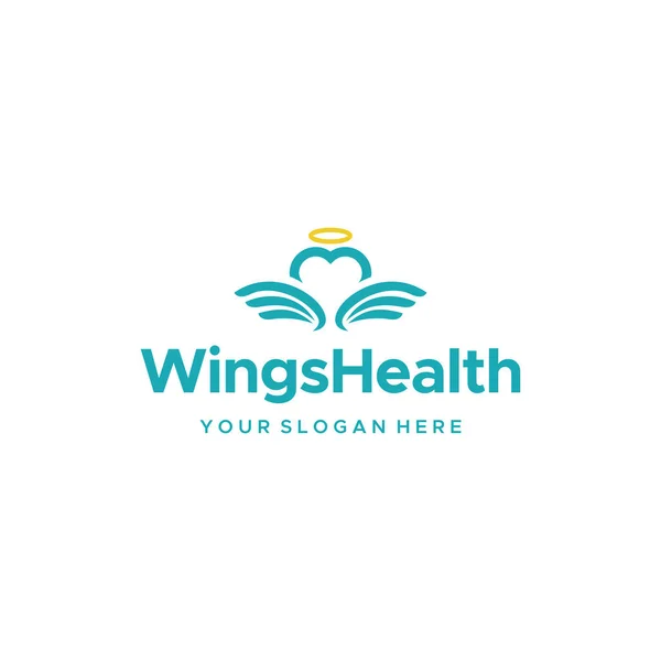 Μοντέρνος σχεδιασμός WINGS HEALTH αυτο φροντίδα λογότυπο σχεδιασμός — Διανυσματικό Αρχείο