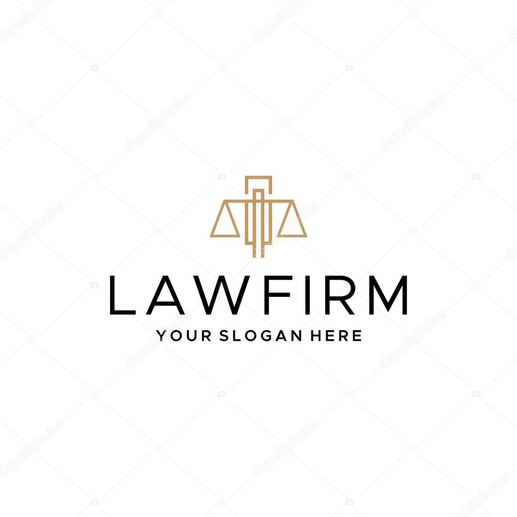 Modern flat design LAW FIRM justice logo design Vector illustration suitable for scale discussion instructive