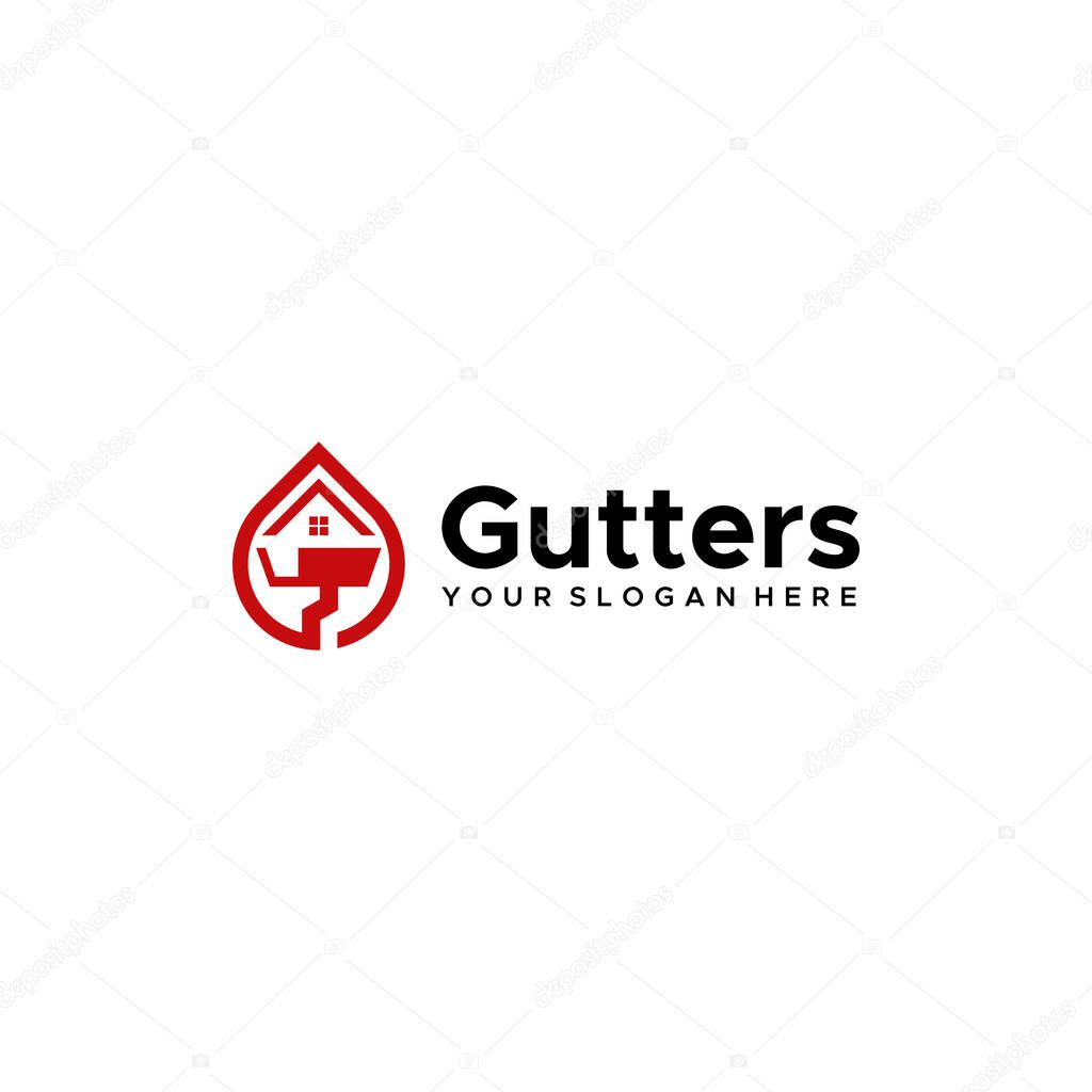 Modern design GUTTERS home house red logo design