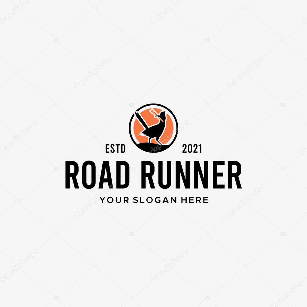 Modern flat colorful ROAD RUNNER speed logo design