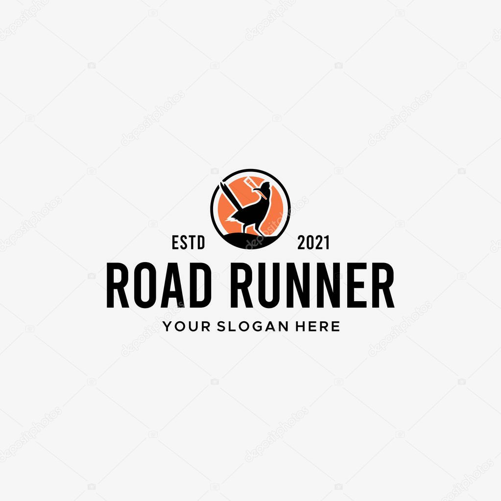 Modern flat colorful ROAD RUNNER speed logo design Vector illustration suitable for bird spirit animal