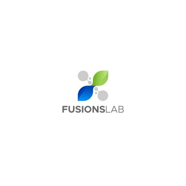 Minimalist düz harf Fusions Lab logo tasarımı