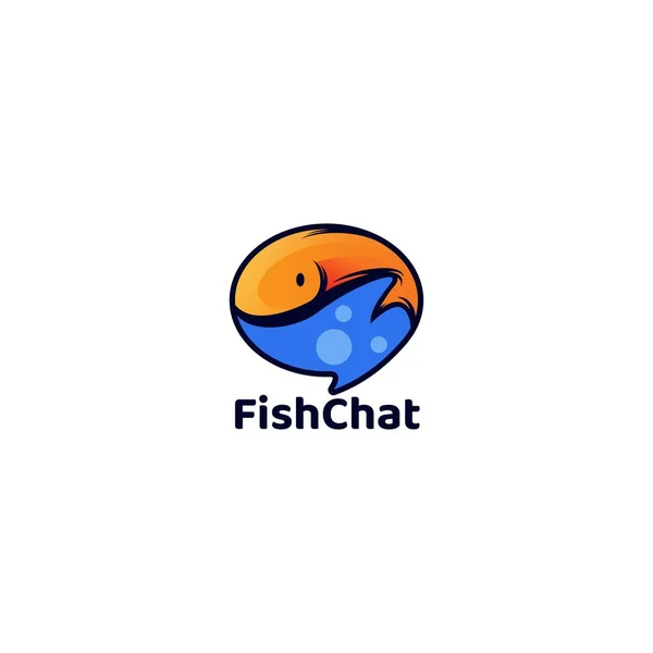 Moderní design barevné Fish Chat rozhovor design loga — Stockový vektor
