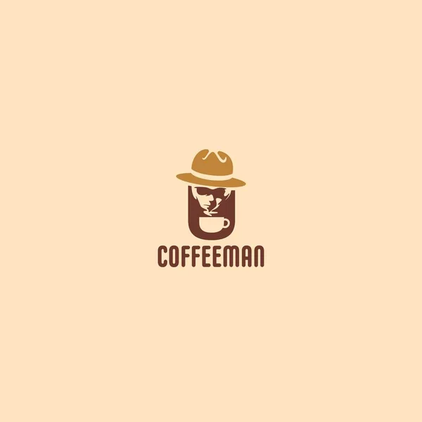 Nowoczesny design sylwetki Coffee Man projekt logo — Wektor stockowy