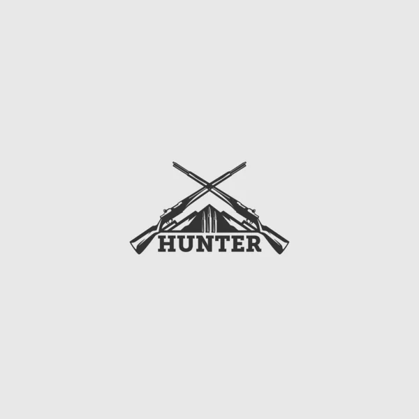Minimalistisk platt siluett Hunter logotyp design Royaltyfria illustrationer