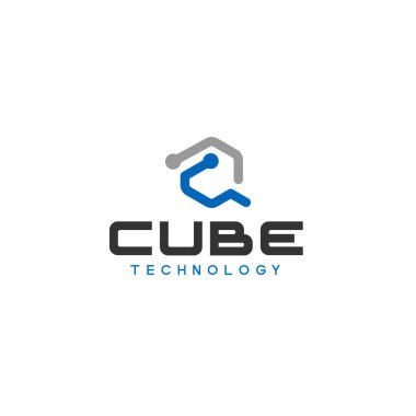 Minimalist basit CUBE TECHNOLOGY logo tasarımı