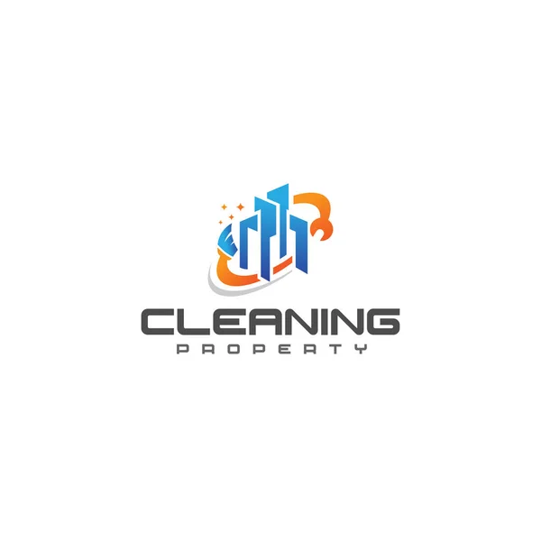 Modern CLEANING PROPERTY Building logo design —  Vetores de Stock