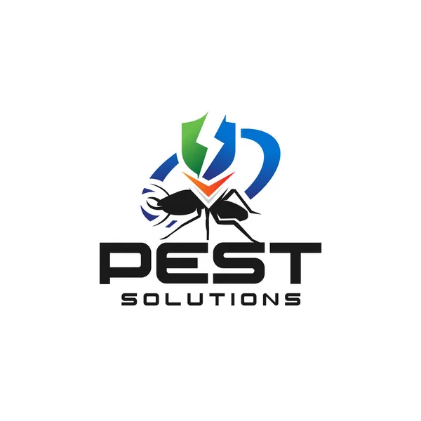Moderne kleurrijke PEST SOLUTIONS insectenlogo ontwerp — Stockvector
