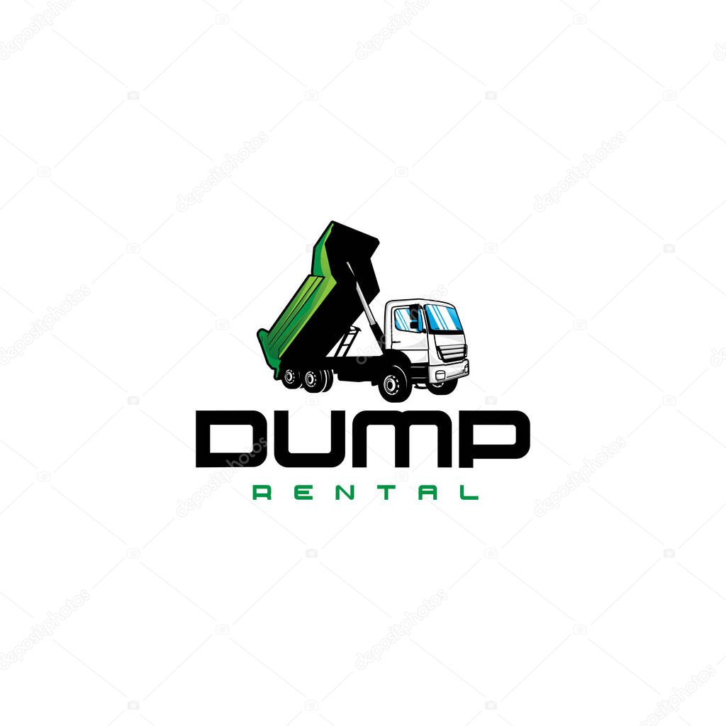 Modern Mascot DUMP RENTAL Truck Car logo design