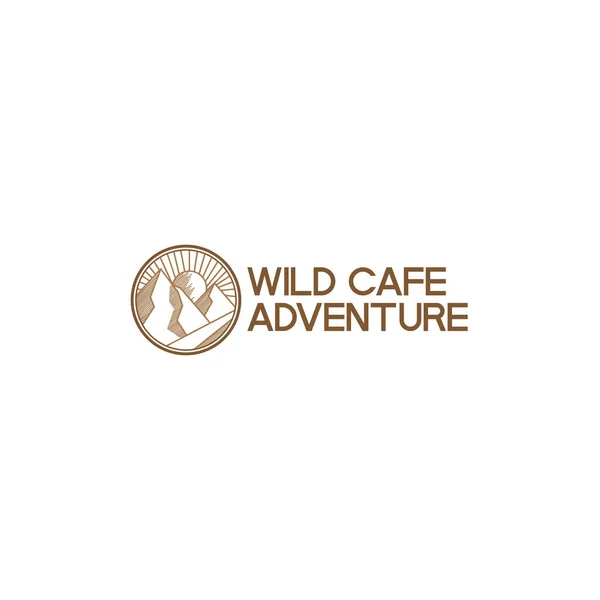 Silhouette WILD CAFE ADVENTURE sun logo design — Stockvektor