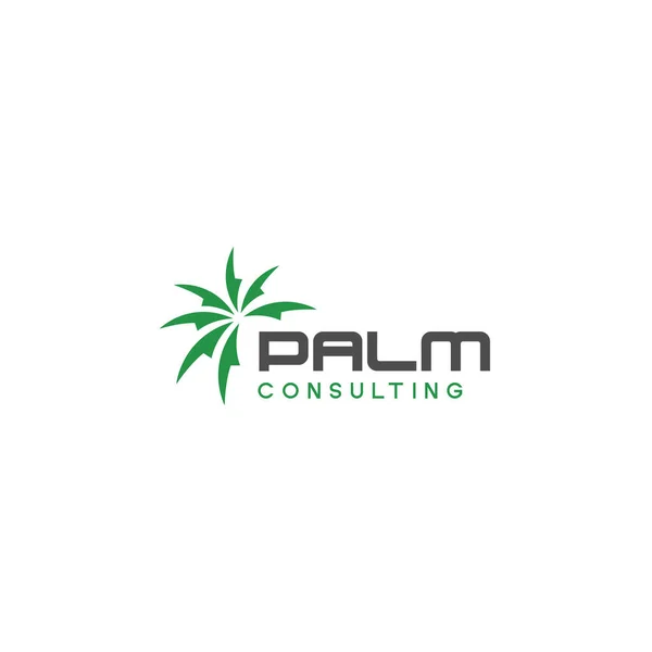 Platte letter merk PLAM OVERWEGENDE groene logo ontwerp — Stockvector