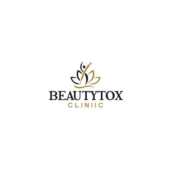 Płaska litera BEAUTYTOX CLINIC projekt logo zdrowia — Wektor stockowy