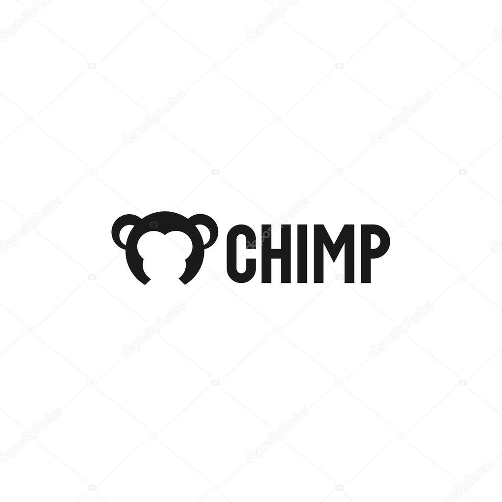 Simple silhouette CHIMP chimpanzee logo design