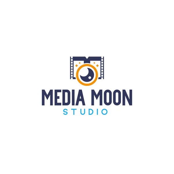 Modern colorful MEDIA MOON STUDIO clip logo design — Stock Vector
