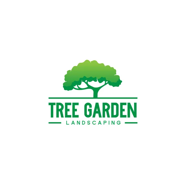 Modernes buntes TREE GARDEN Green Leaf Logo Design — Stockvektor