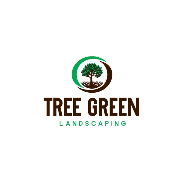 Moderne bunte TREE GREEN Blatt Gras Logo-Design — Stockvektor