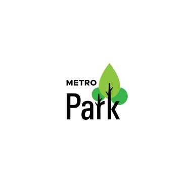Modern flat simple design METRO PARK logo design