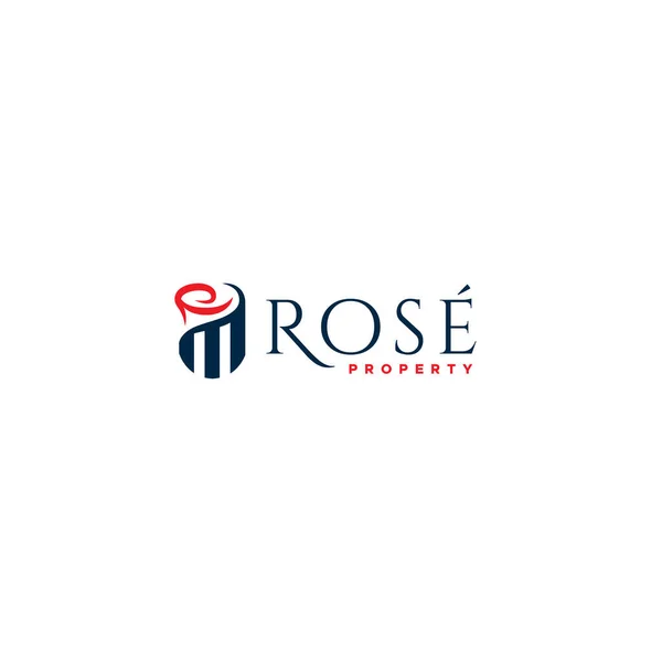 Minimalist flat ROSE PROPERTY interior logo design — ストックベクタ