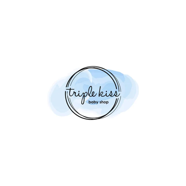 Μοντέρνο μοναδικό TRIPLE KISS baby shop λογότυπο σχεδιασμό — Διανυσματικό Αρχείο