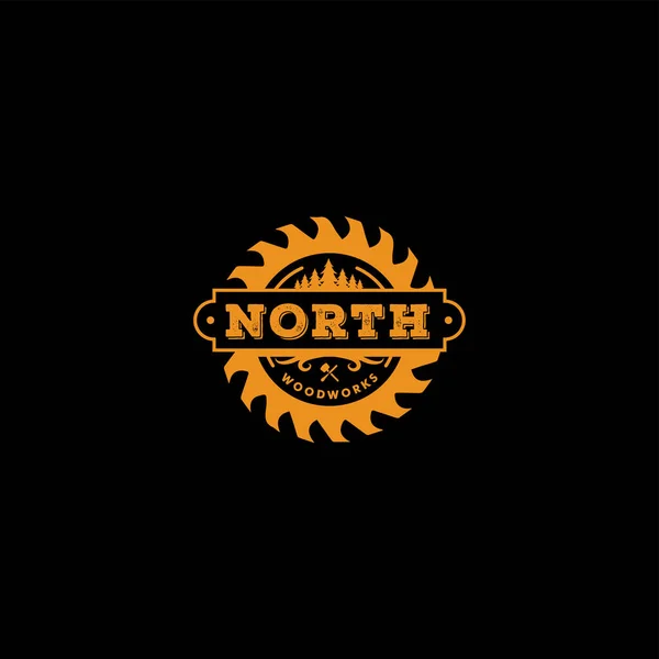 Modern design NORTH WOOD WORKS mount logo design — Vetor de Stock