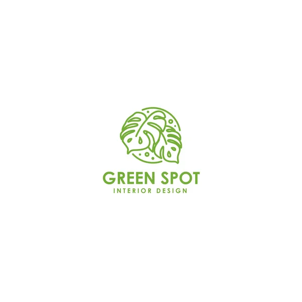Modern simple line GREEN SPOT leaf logo design — Stockvektor