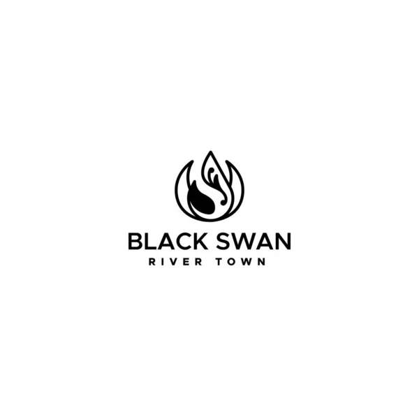 Flat silhouette BLACK SWAM RIVER TOWN logo design — Stock vektor