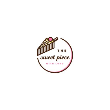 Modern colorful THE SWEET PIECE cake logo design