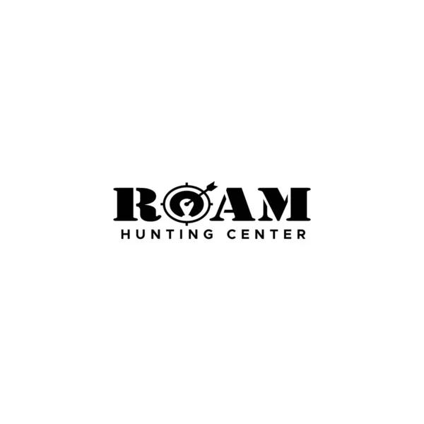 플랫 문자 표시 ROAM HUNTING CENTER 로고 디자인 — 스톡 벡터