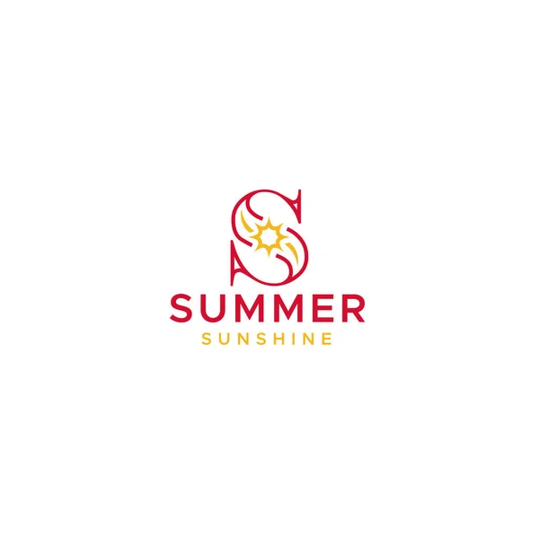 Flat letter initial S SUMMER SUNSHINE logo design — Stok Vektör