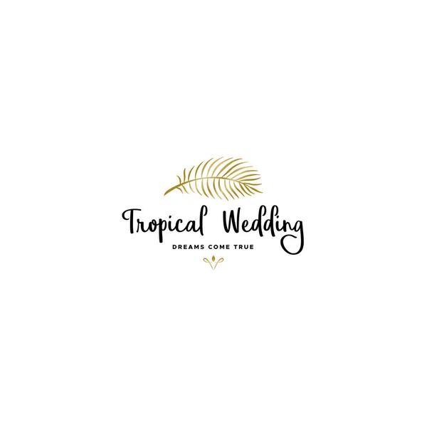 Minimalist design TROPICAL WEDDING logo design —  Vetores de Stock