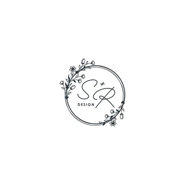 Initial SR DESIGN flower invitation logo design — Stockvector