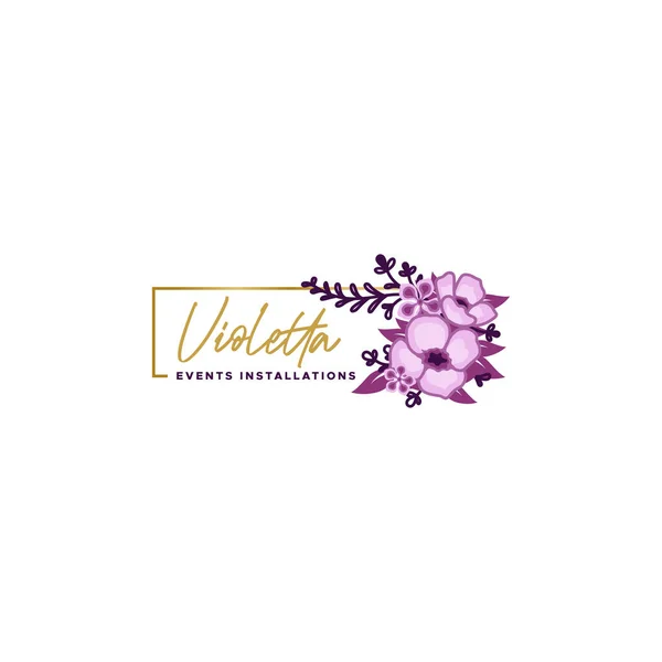 Μοντέρνο πολύχρωμο μοβ λογότυπο VIOLETTA λουλούδι — Διανυσματικό Αρχείο