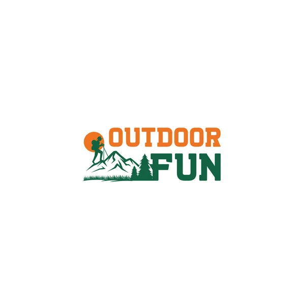 Modern colorful OUTDOOR FUN mountain logo design — Stockvektor