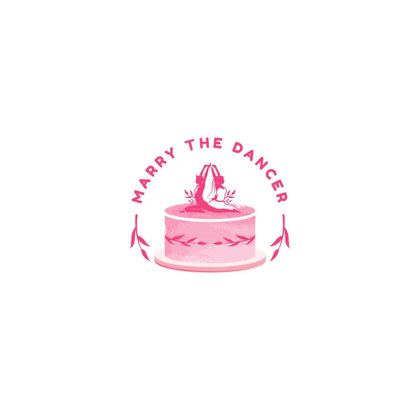 Μοντέρνος σχεδιασμός Παντρέψου τον χορευτή κέικ σχεδιασμό λογότυπο — Διανυσματικό Αρχείο