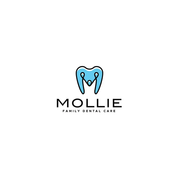 Modern platt bokstav märke MOLLIE tand logotyp design Royaltyfria Stockvektorer